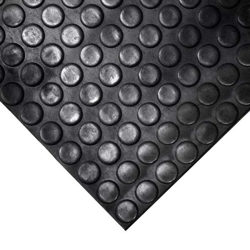 Suelo de Goma Círculos Negro | 1x15m | 3mm | Resistente alto tránsito | Taller