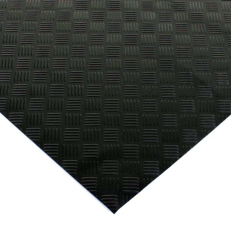Suelo de Goma Checker Negro | 1x15m | 3mm | Alto tránsito | Taller